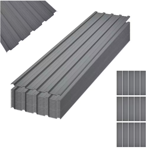 16.77 in. x 73.23 in. Gray Galvanized Metal Roof Panels Hardware Roofing Sheets (15-Pieces)